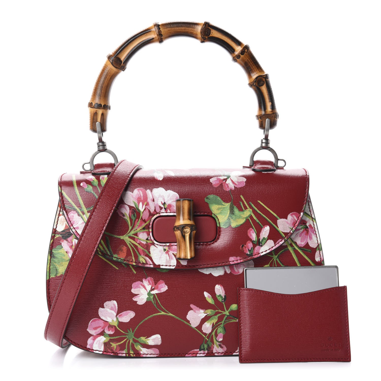 Gucci Shangai Calfskin Blooms Print Small Classic Bamboo Top Handle Bag Romantic Ceries Multicolor 4 of 12