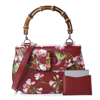 Gucci Shangai Calfskin Blooms Print Small Classic Bamboo Top Handle Bag Romantic Ceries Multicolor 4 of 12