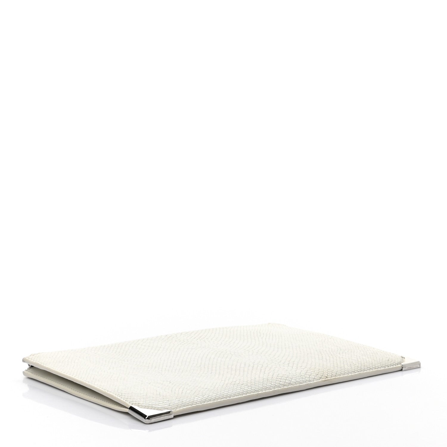 Alexander Wang Calfskin Snakeskin Embossed Prisma Flat Pouch White Silver Hardware 6 of 14