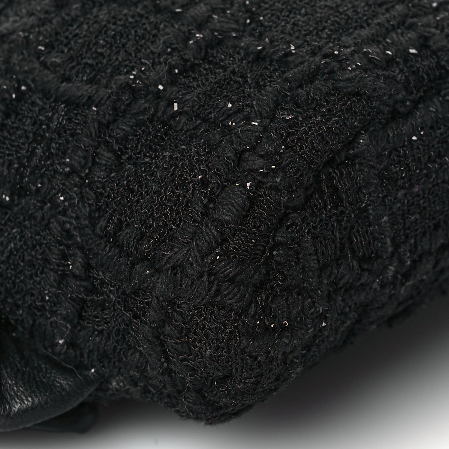 Tweed Lambskin Quilted Arm Coin Purse Black