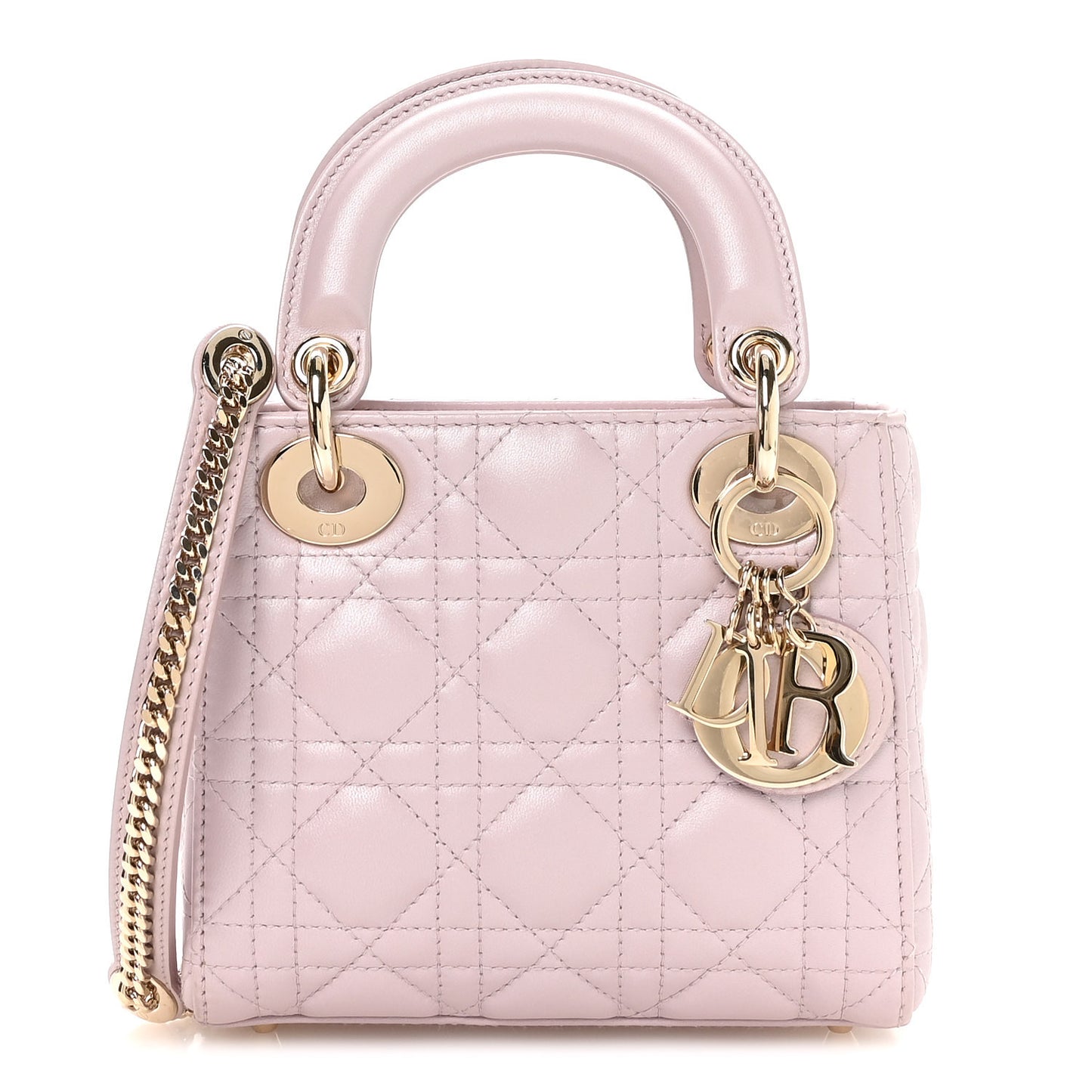 Metallic Lambskin Cannage Mini Lady Dior Lotus