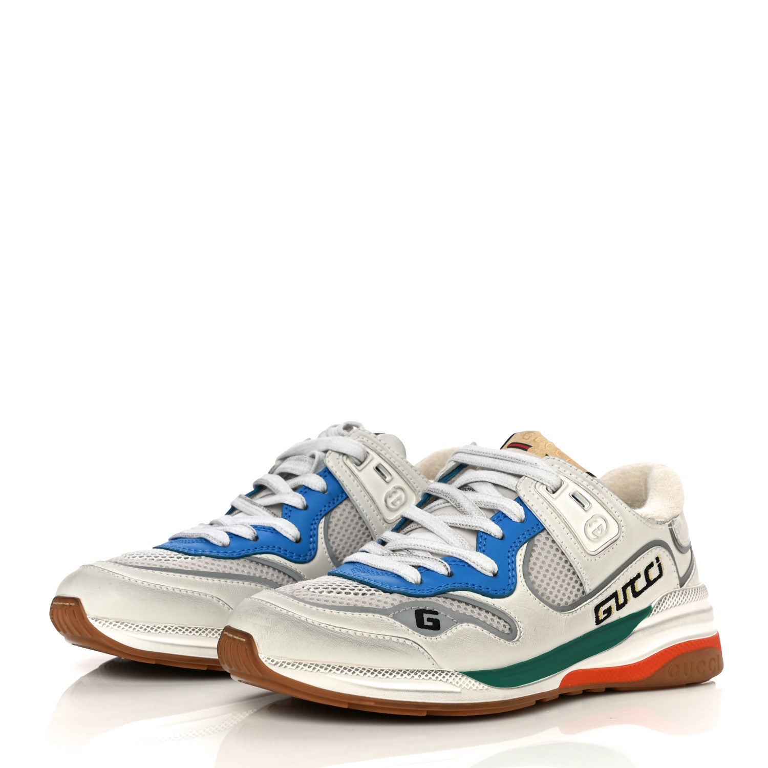 Gucci Calfskin Womens Ultrapace Sneakers 36.5 White Silver 3 of 18