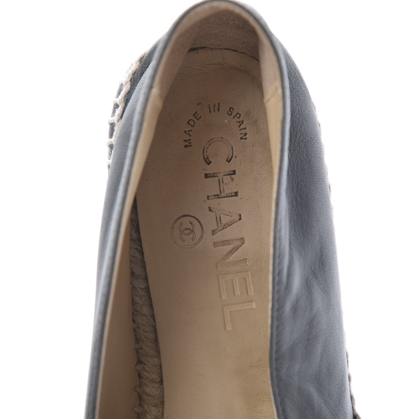 Lambskin CC Espadrilles 38 Dark Grey