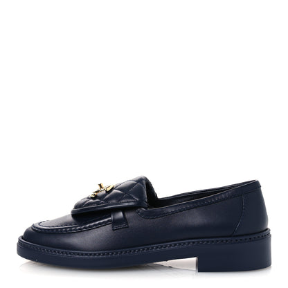 Chanel Lambskin Quilted CC Turnlock Loafers 36 Navy 1 of 11