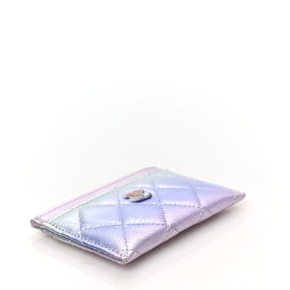 Chanel Gradient Metallic Calfskin Quilted Card Holder Silver Blue Yellow Purple 4 of 8
