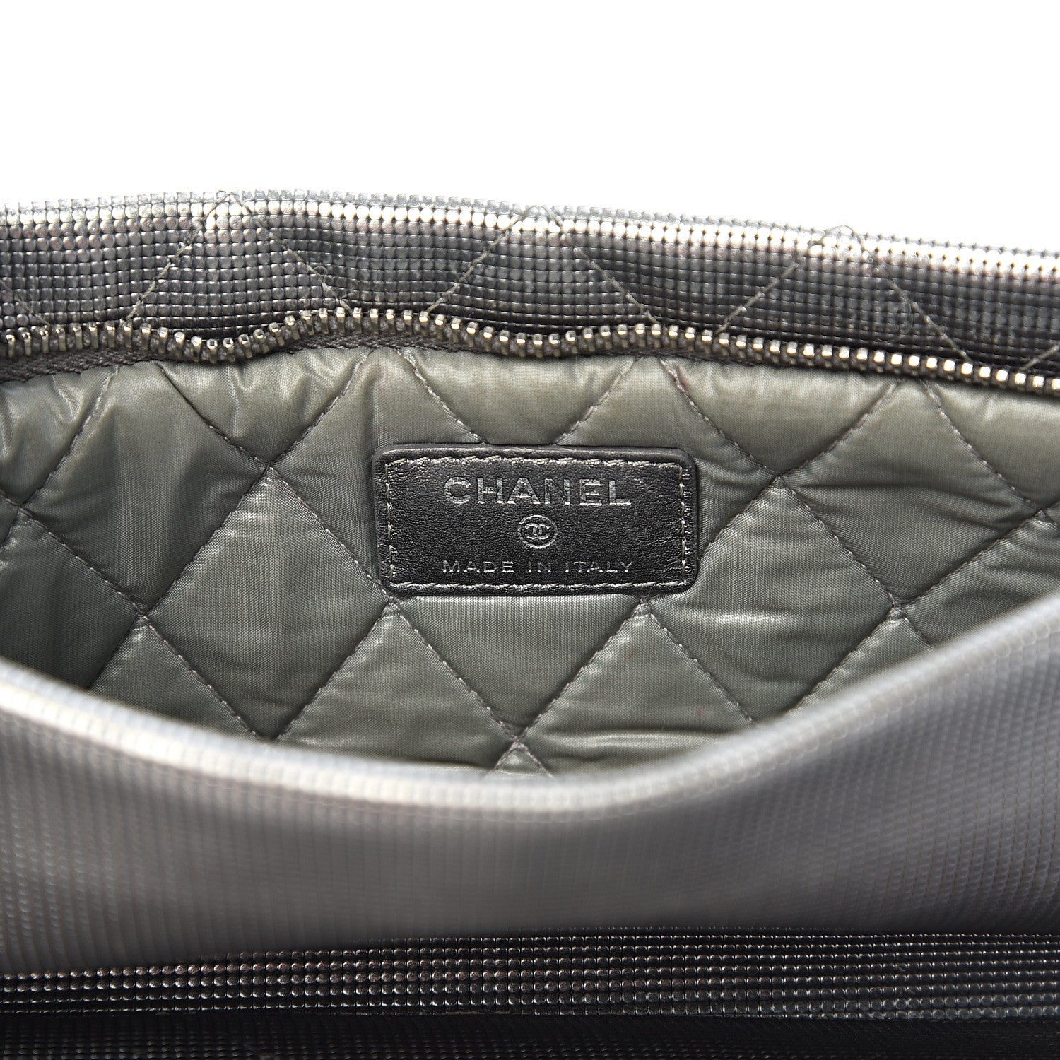 Chanel Metallic Calfskin Quilted Pixel Effect CC Beauty Clutch Silver 6 of 13