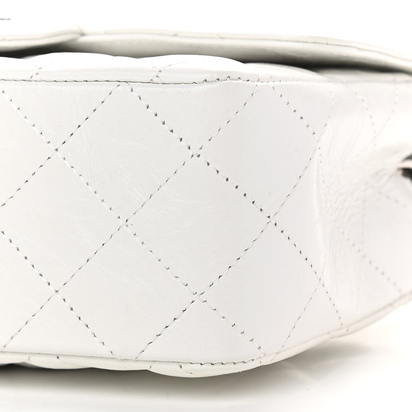 Iridescent Calfskin Quilted Mini Rectangular Flap White
