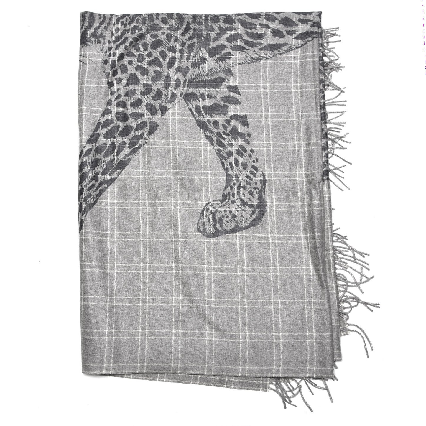 Cashmere Leosquare Blanket Gris