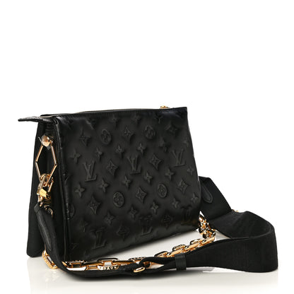 Louis Vuitton Lambskin Embossed Monogram Coussin PM Black 3 of 12