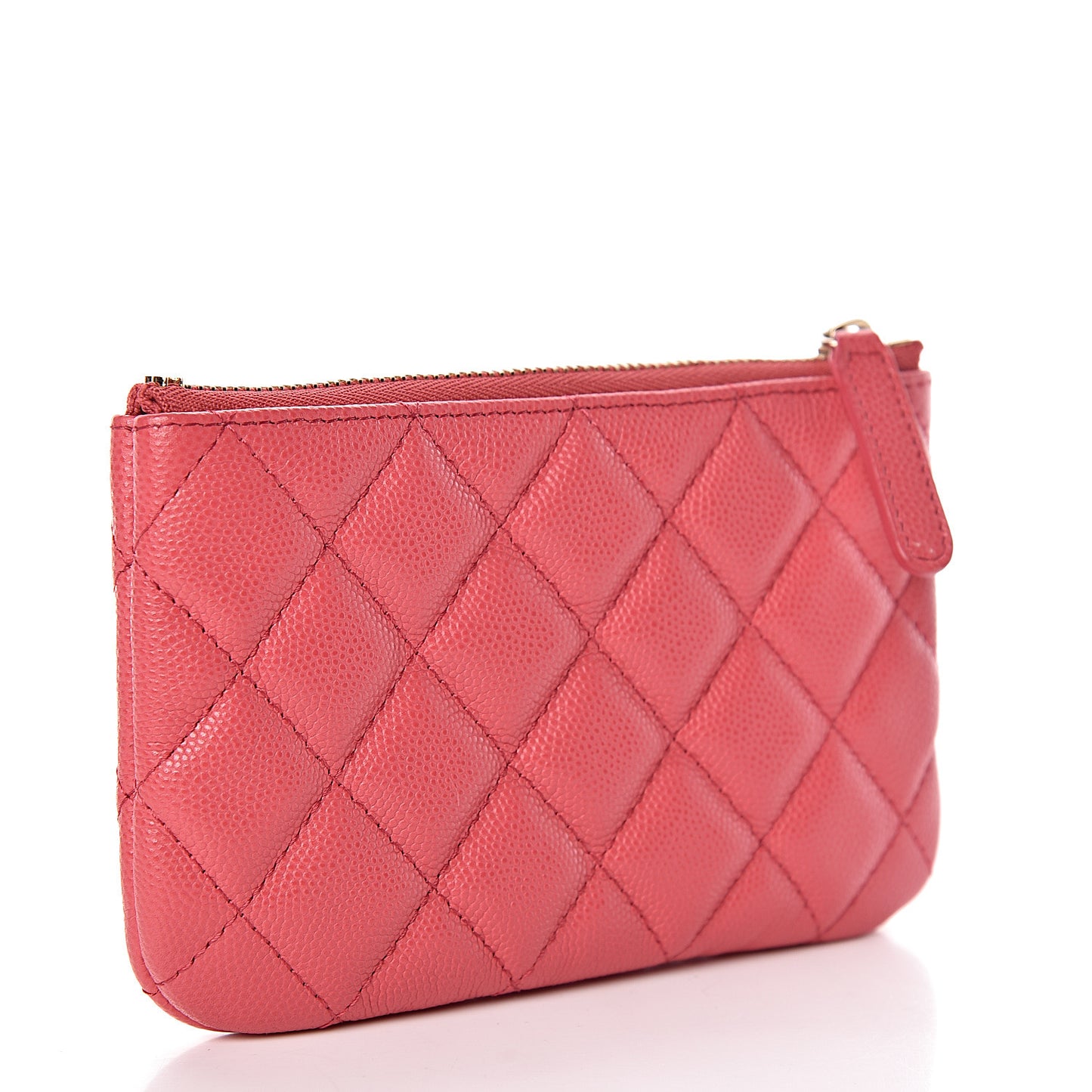 Caviar Quilted Small Cosmetic Case Dark Pink