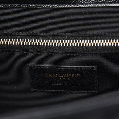 Saint Laurent Grain De Poudre Matelasse Chevron Large Monogram Satchel Black 8 of 10
