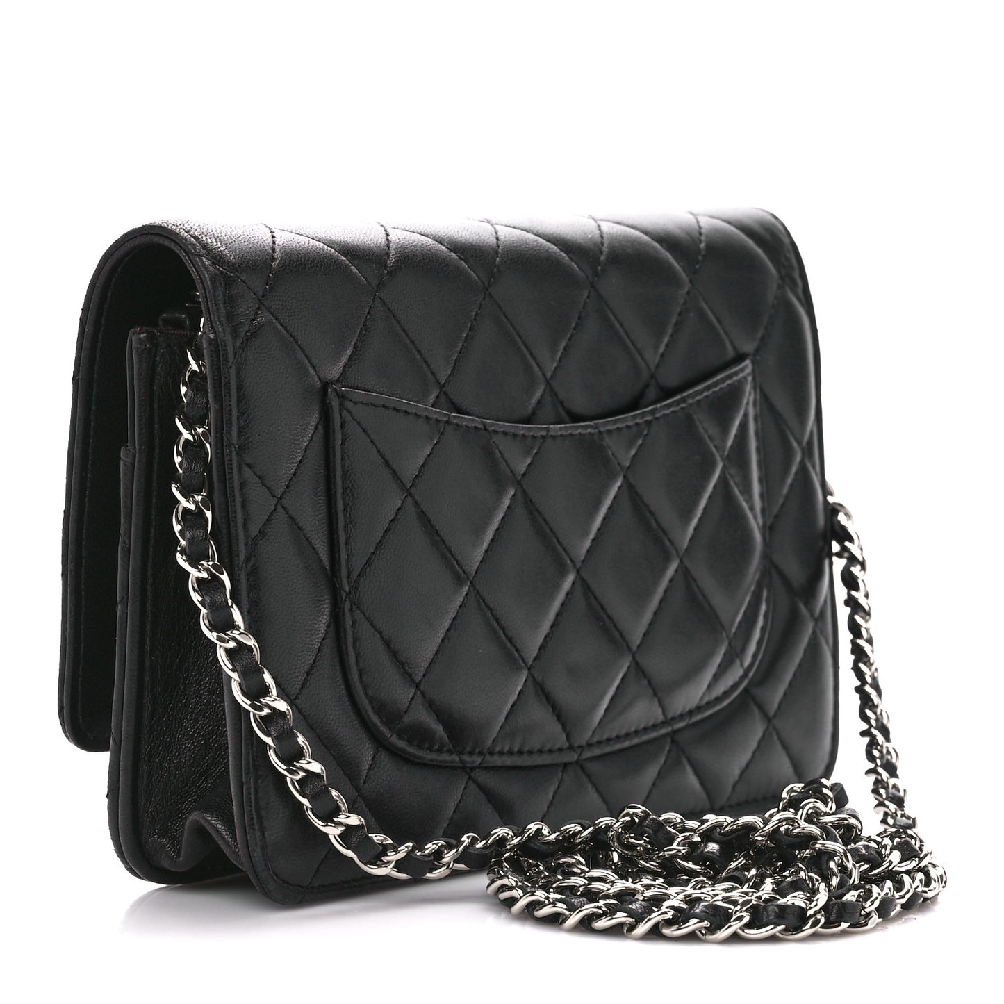 Lambskin Quilted Wallet On Chain WOC Black