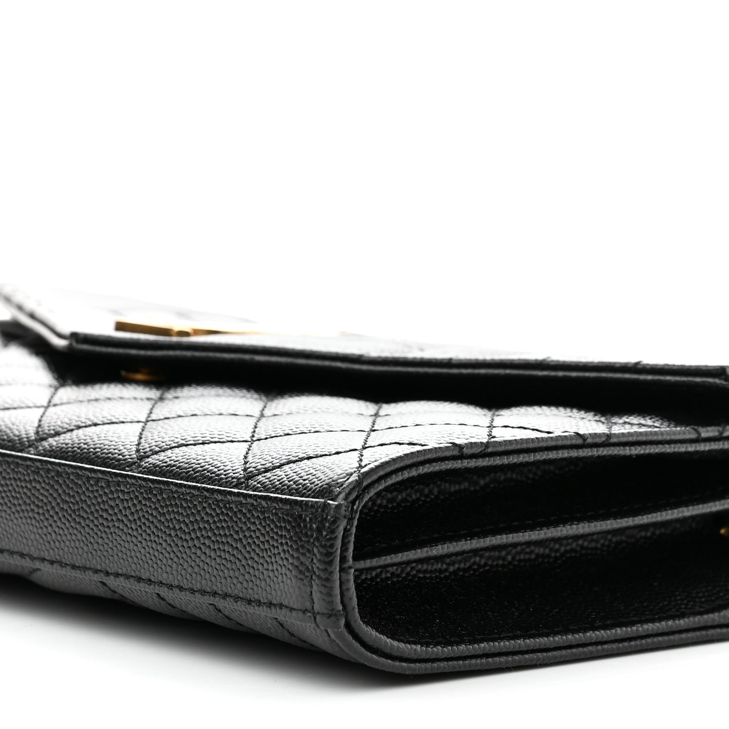 Grain De Poudre Mixed Matelasse Triquilt Monogram Chain Wallet Black