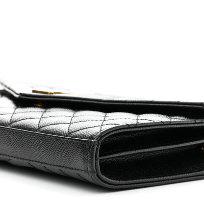 Saint Laurent Grain De Poudre Mixed Matelasse Triquilt Monogram Chain Wallet Black 9 of 9