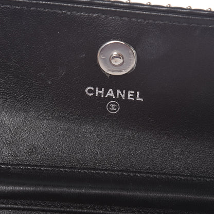 Chanel Lambskin Chevron Quilted Studded Clutch With Chain WOC Black 6 of 11