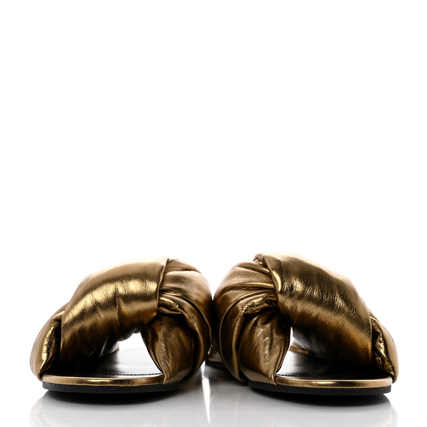 Metallic Lambskin Drapy Slide Sandals 39.5 Gold
