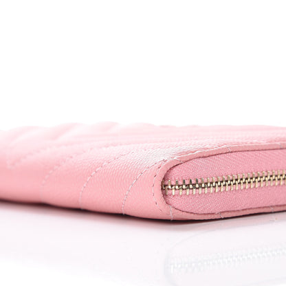 Chanel Caviar Chevron Quilted Small Zip Around Wallet Pink 9 of 10