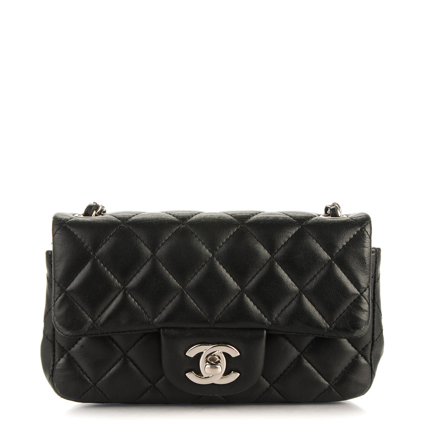 Lambskin Quilted Extra Mini Flap Black
