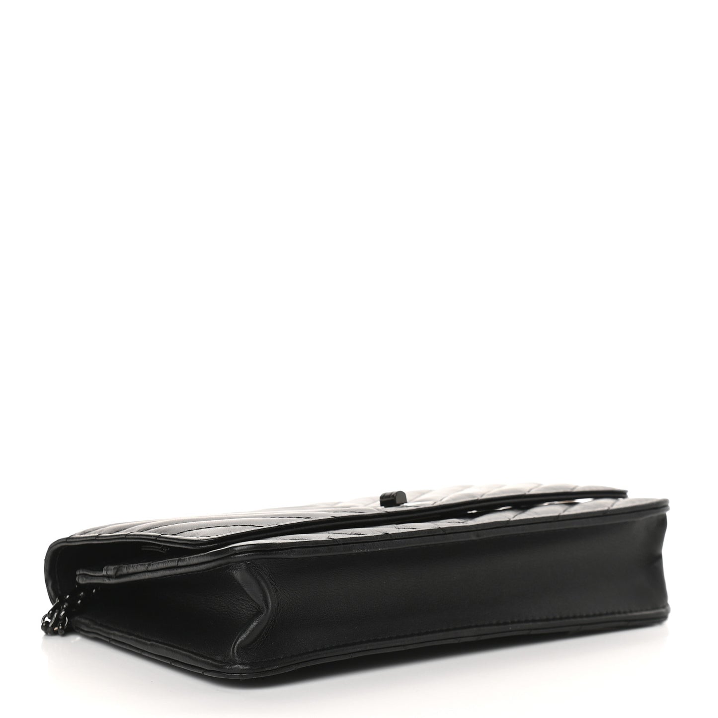 Aged Calfskin Chevron Quilted Reissue Wallet On Chain WOC So Black