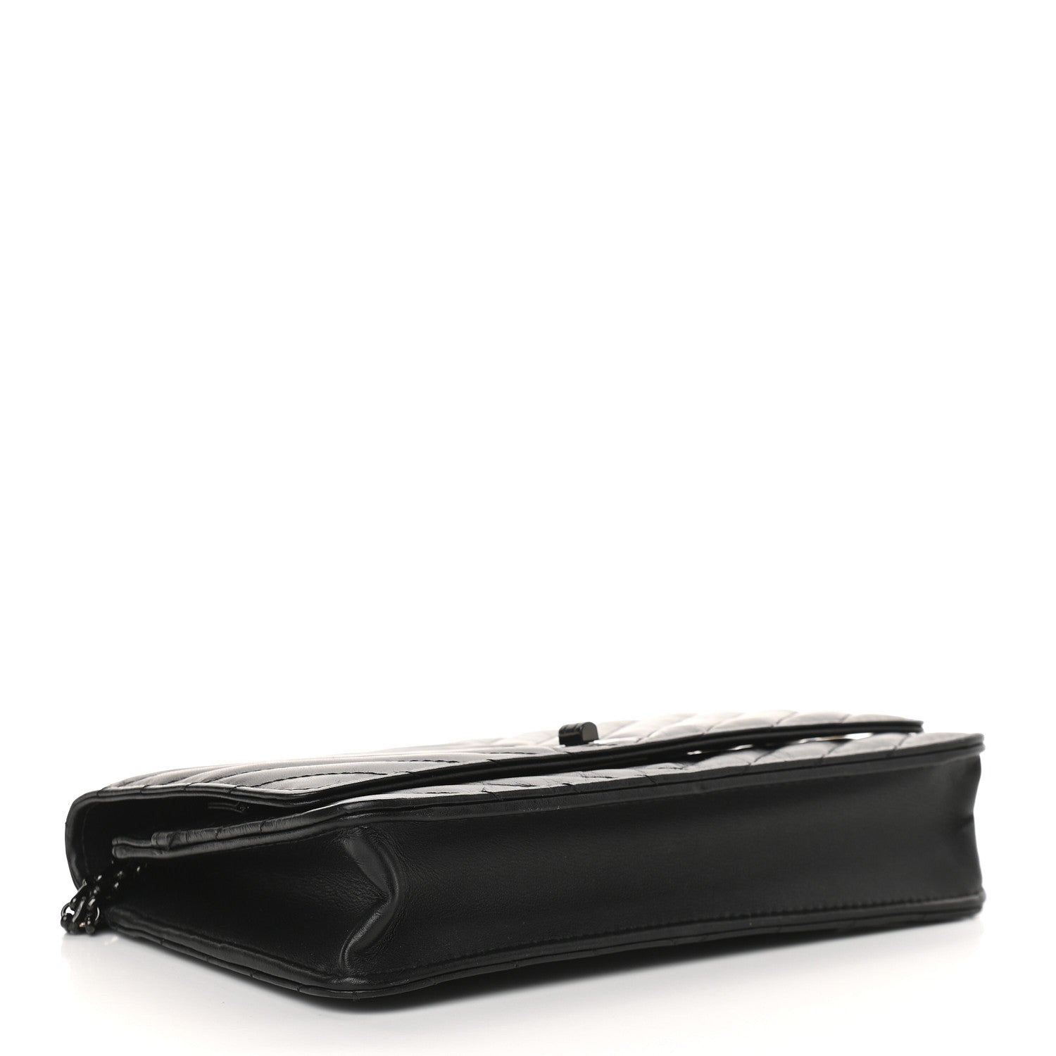 Chanel Aged Calfskin Chevron Quilted Reissue Wallet On Chain WOC So Black 4 of 10
