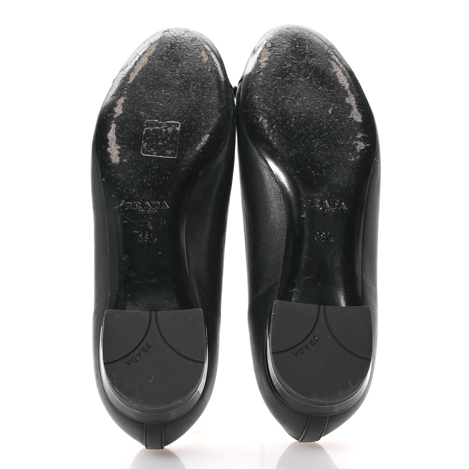 Prada Nappa Vernice Cap Toe Logo Bow Ballerina Flats 38.5 Black 6 of 8