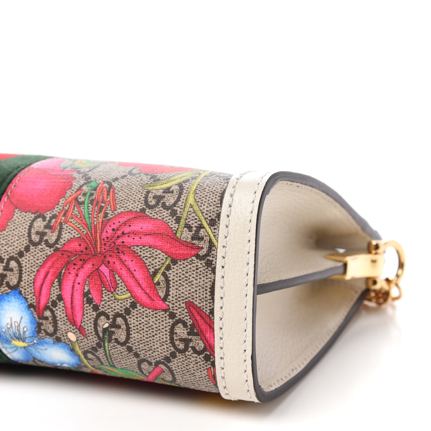 Gucci GG Supreme Monogram Flora Web Small Ophidia Chain Shoulder Bag White 7 of 11