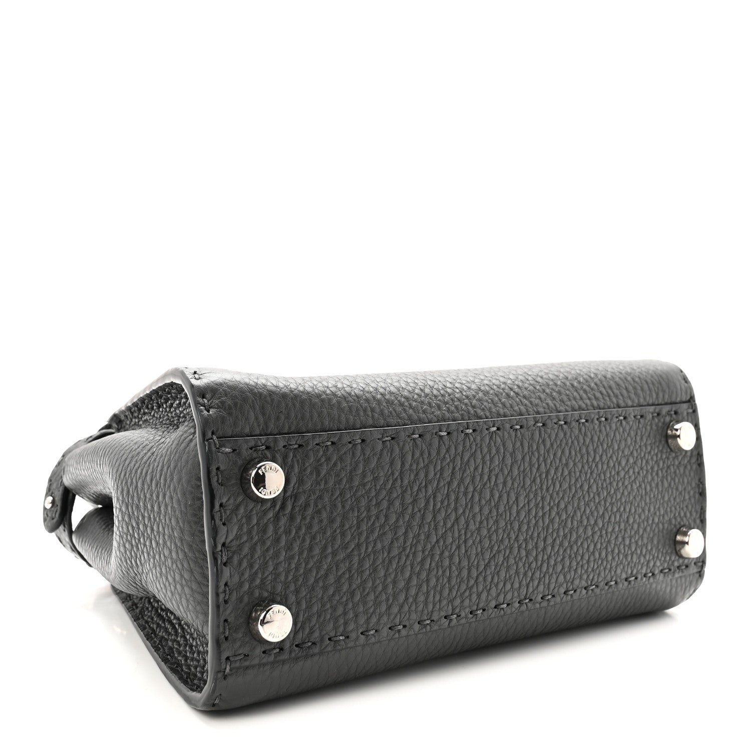 Fendi Cuoio Romano Selleria Bi-Color Mini Peekaboo Iconic Satchel Asfalto Latte 4 of 10