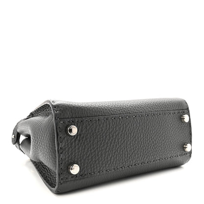 Fendi Cuoio Romano Selleria Bi-Color Mini Peekaboo Iconic Satchel Asfalto Latte 4 of 10