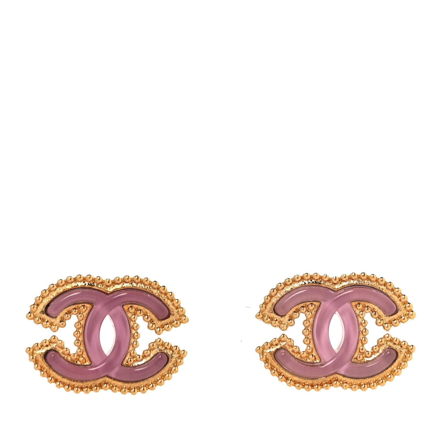 Enamel CC Earrings Gold Pink