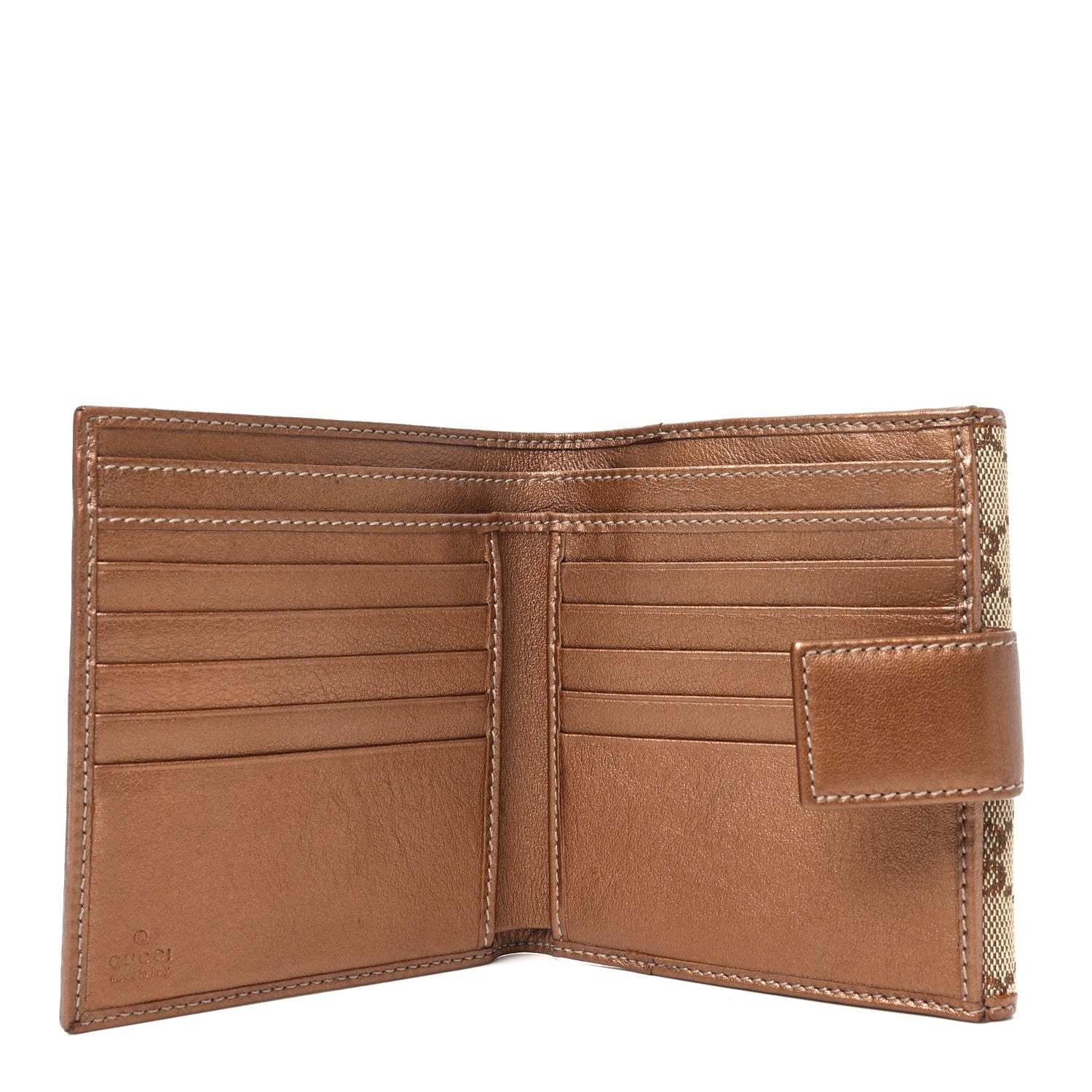 Gucci Metallic Calfskin Monogram Lovely Heart French Flap Wallet Bronze 5 of 7