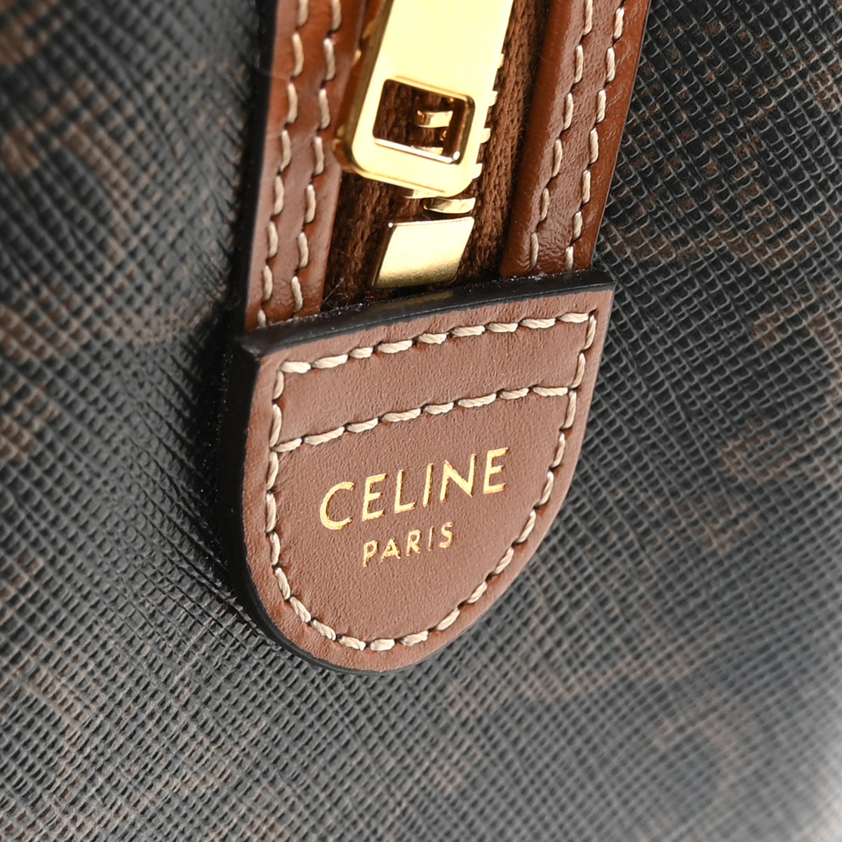 Celine Triomphe Canvas Calfskin Small Boston Bag Tan 6 of 12