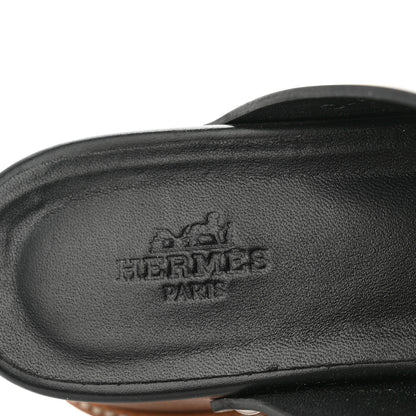 Hermes Calfskin Ellipse Sandals 35 Black 7 of 9