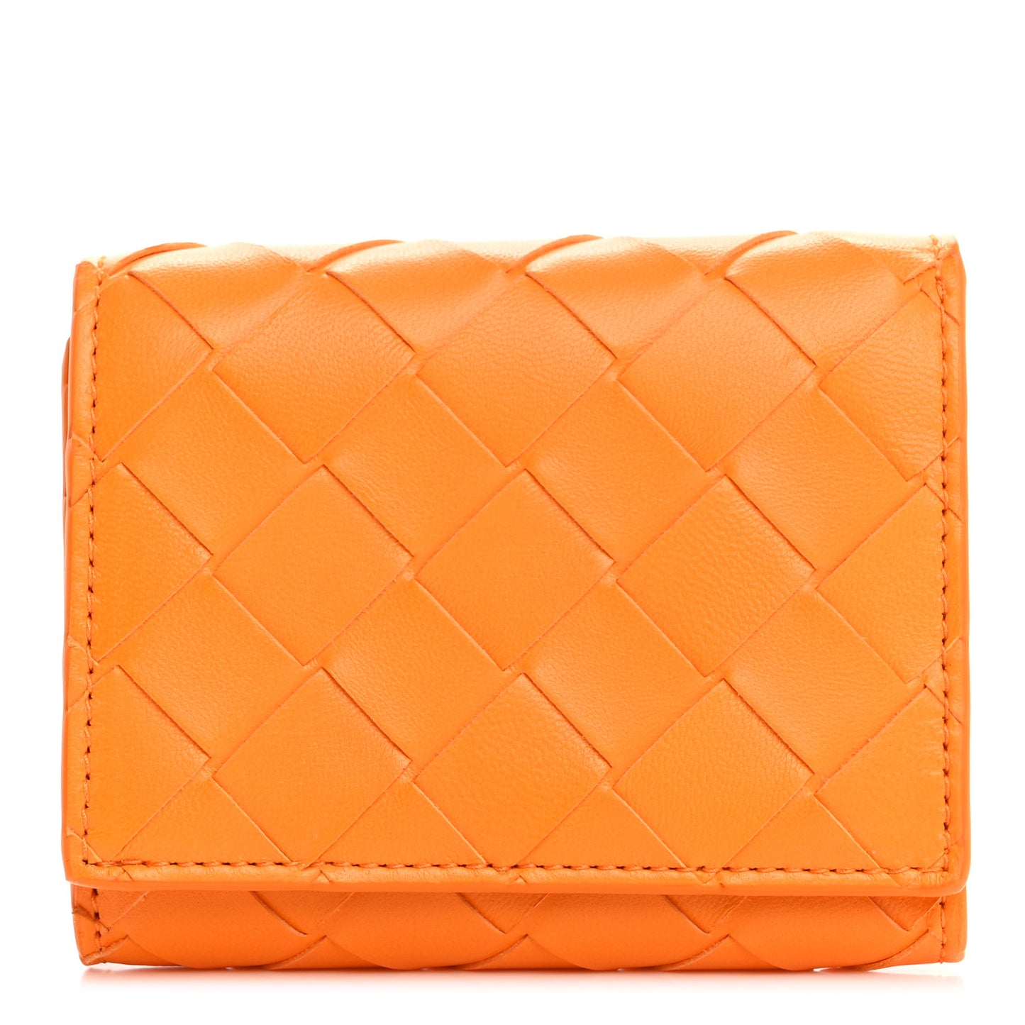 Nappa Intrecciato Trifold Wallet Tangerine Gold