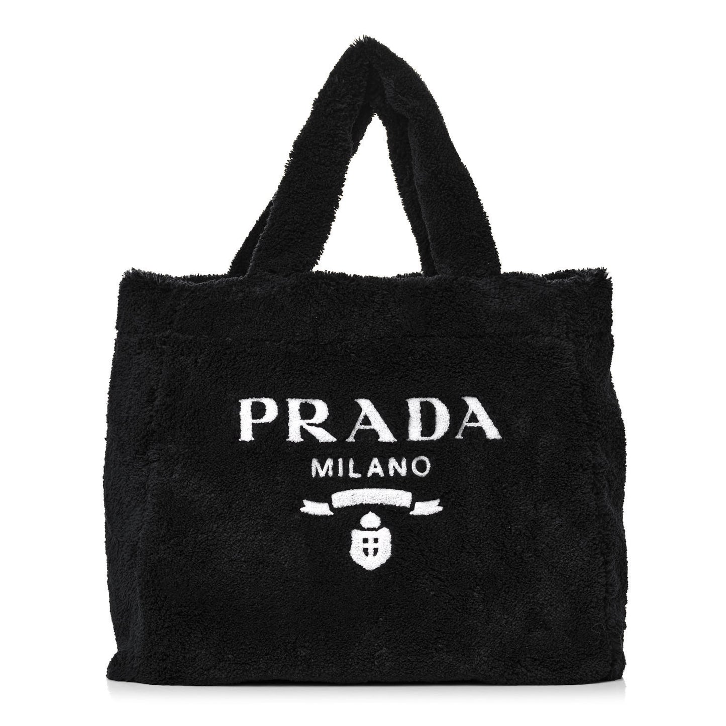 Terry Cloth Tote Bag Black White