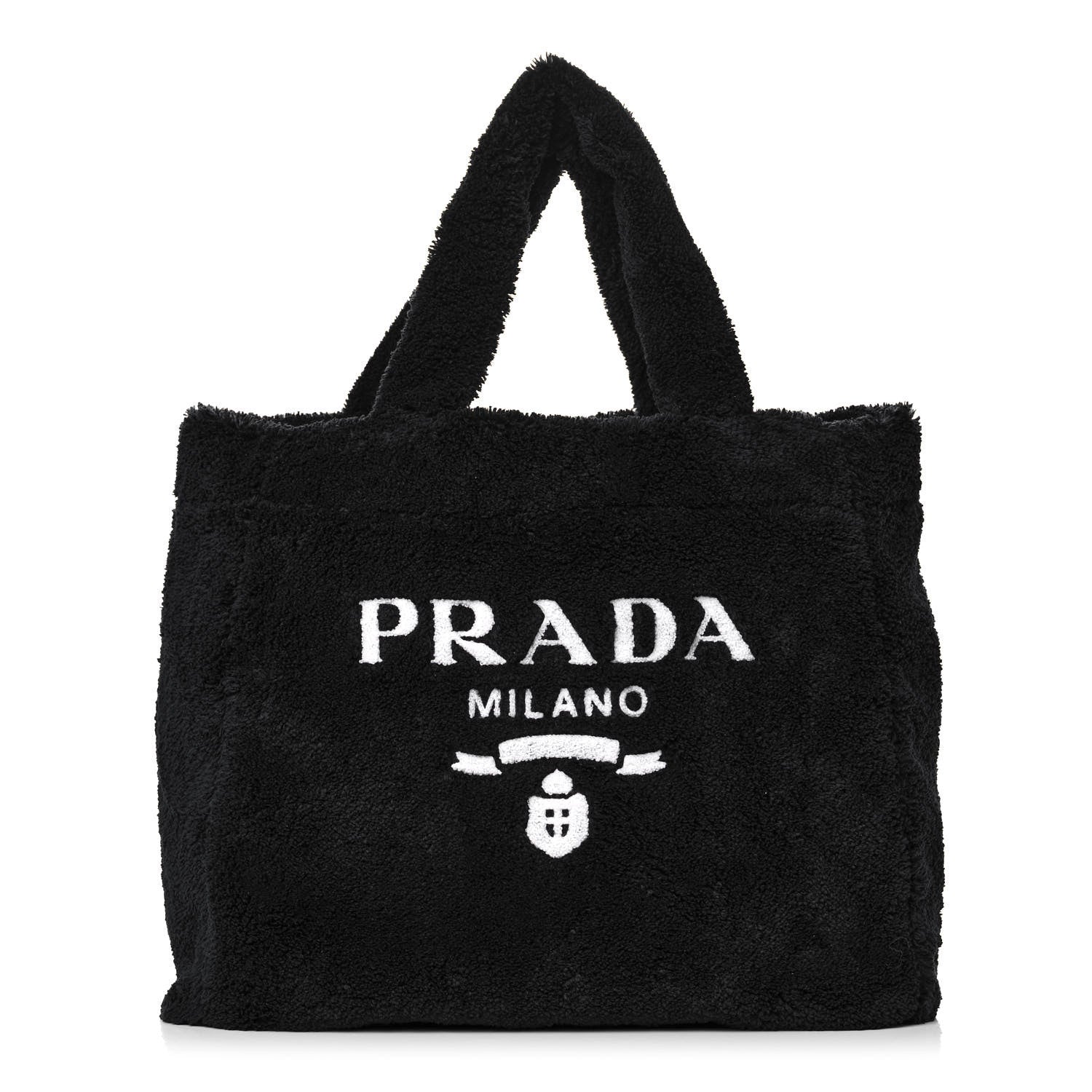 Prada Terry Cloth Tote Bag Black White 1 of 10