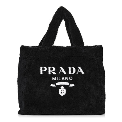 Prada Terry Cloth Tote Bag Black White 1 of 10