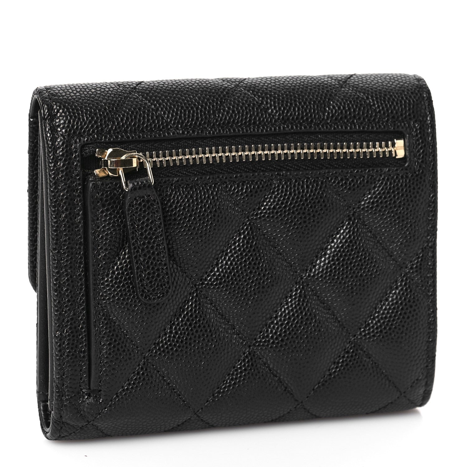Chanel Caviar Quilted Enamel Coco Casino Compact Flap Wallet Black 3 of 10