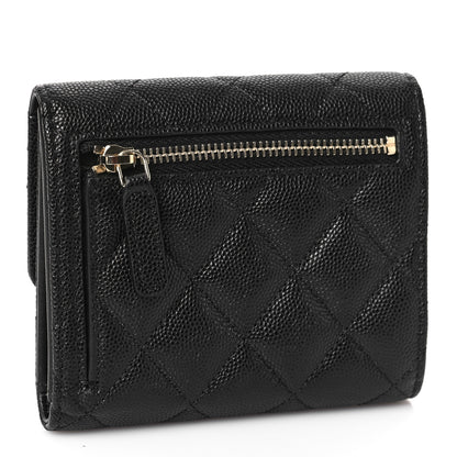 Chanel Caviar Quilted Enamel Coco Casino Compact Flap Wallet Black 3 of 10