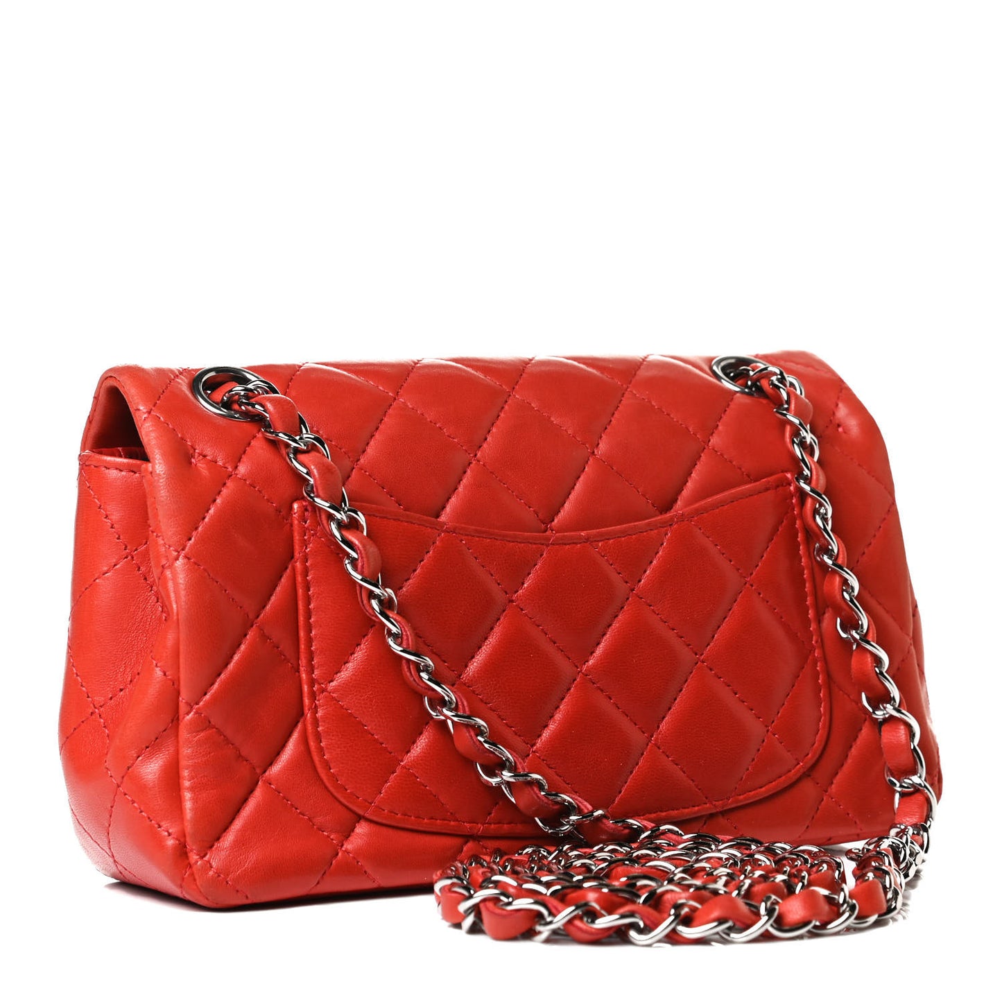 Lambskin Quilted Mini Rectangular Flap Red