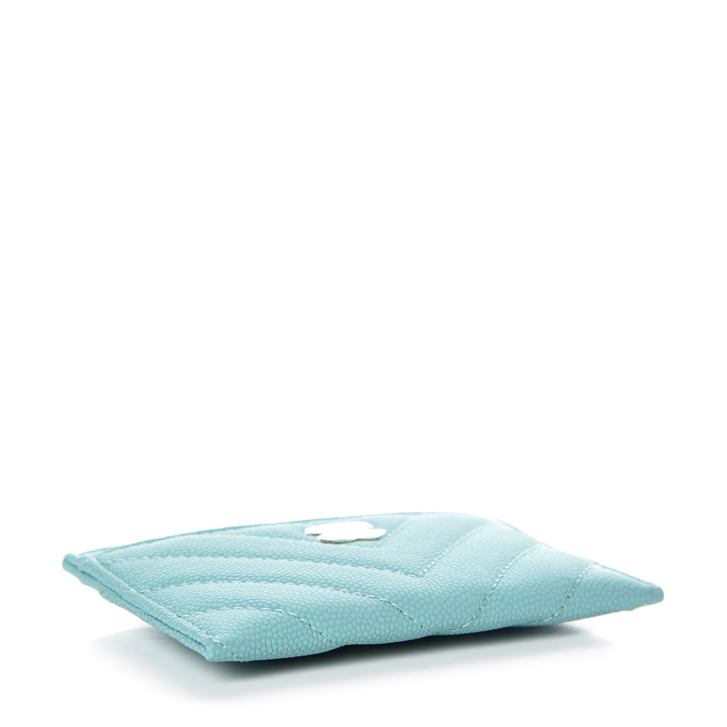 Caviar Chevron Quilted Card Holder Turquoise