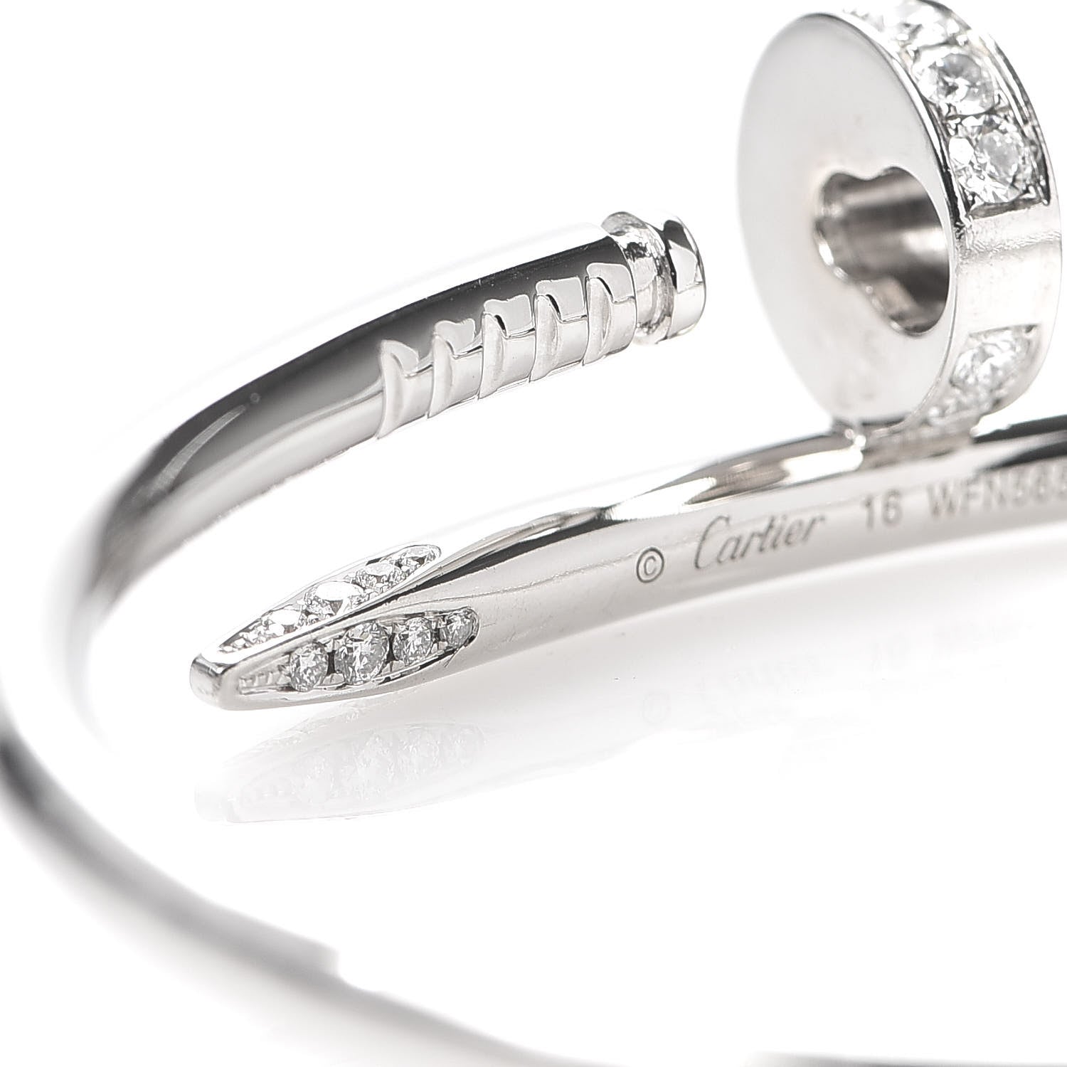 Cartier 18K White Gold Diamond Juste Un Clou Bracelet 16 5 of 6