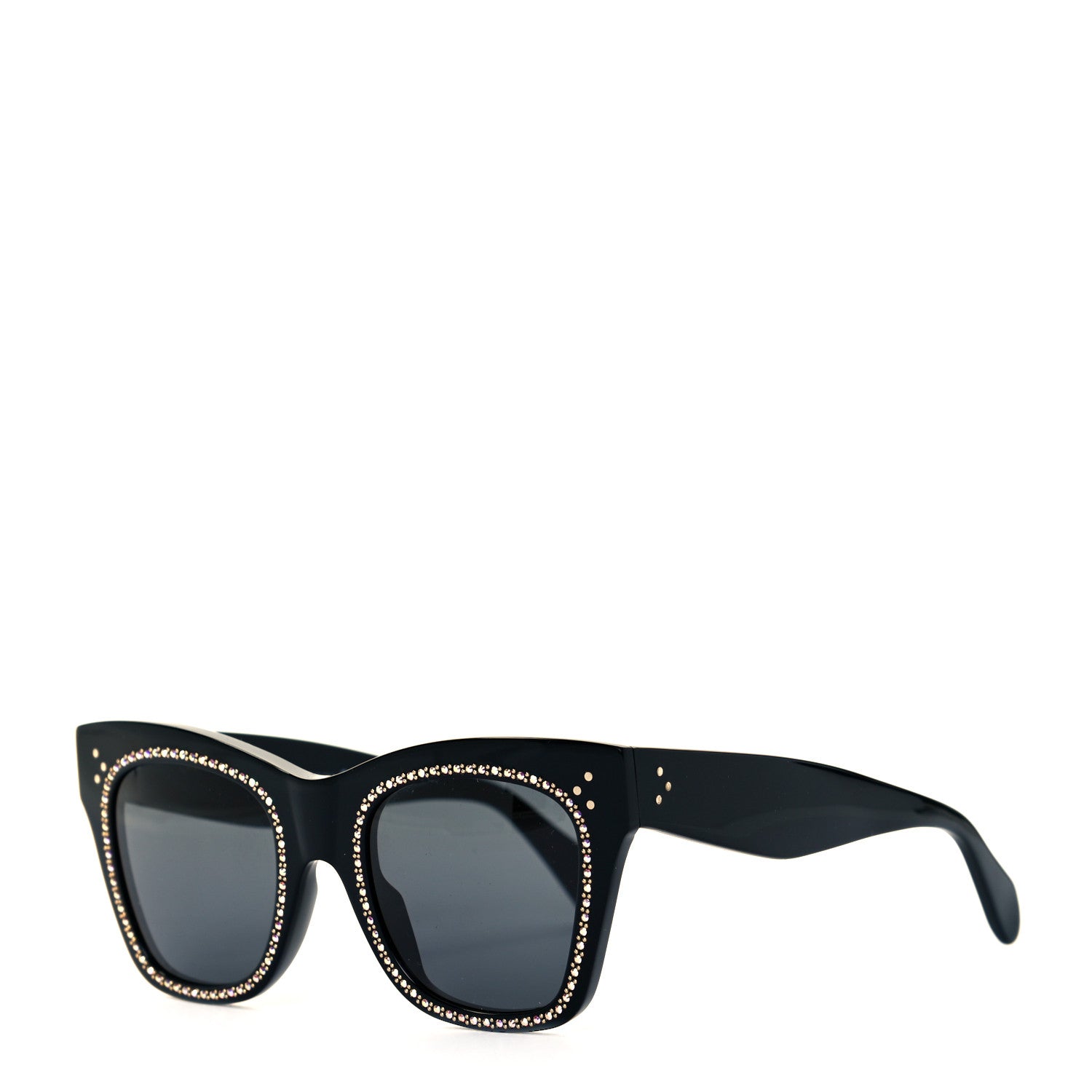 Celine Acetate Crystal Cat Eye Sunglasses CL 4004IS Black 1 of 6