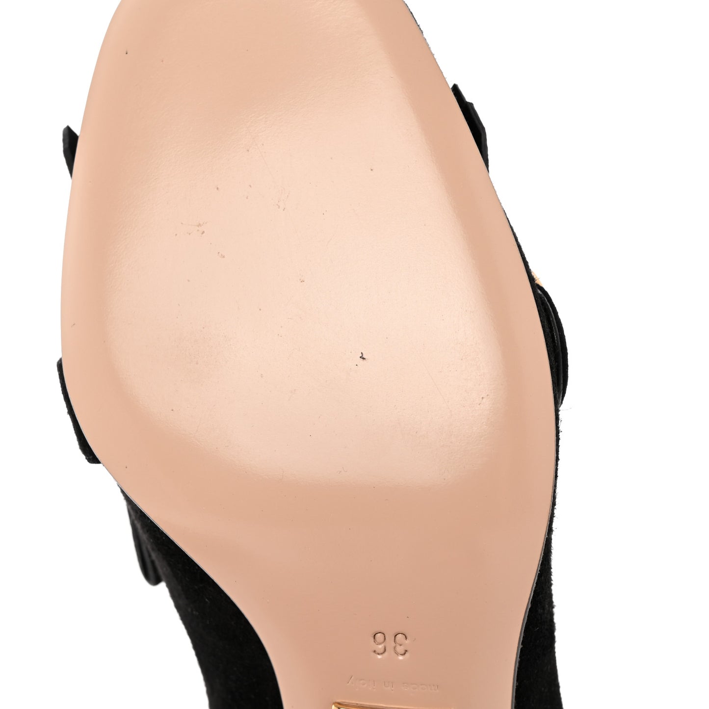 Kid Scamosciato GG Marmont Fringe 50mm Loafer Pumps 36 Black
