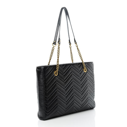 Gucci Vintage Calfskin Matelasse Medium GG Marmont Slim Tote Black 3 of 10