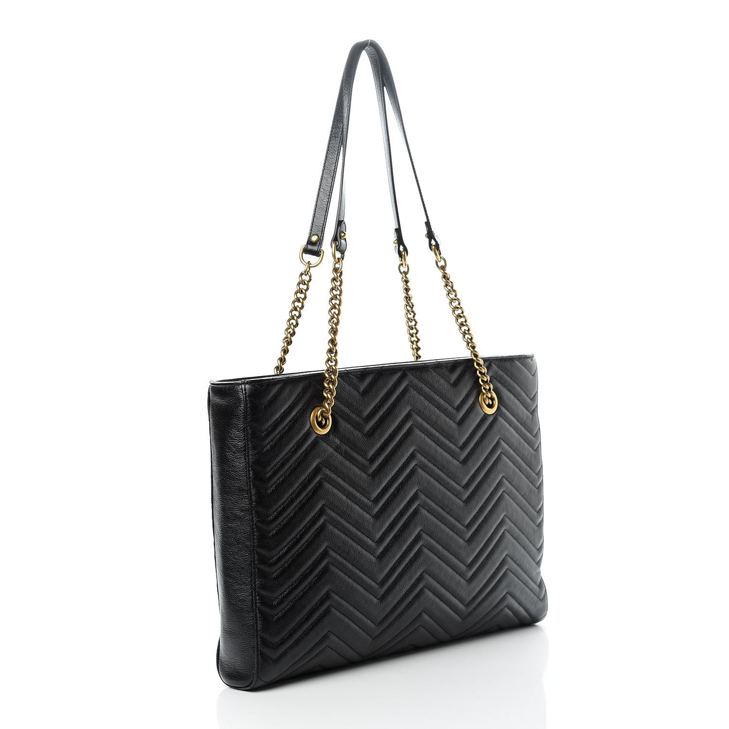 Vintage Calfskin Matelasse Medium GG Marmont Slim Tote Black