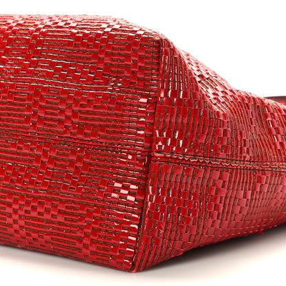 Fendi Calfskin FF Woven Medium Roll Tote Rosso 9 of 11