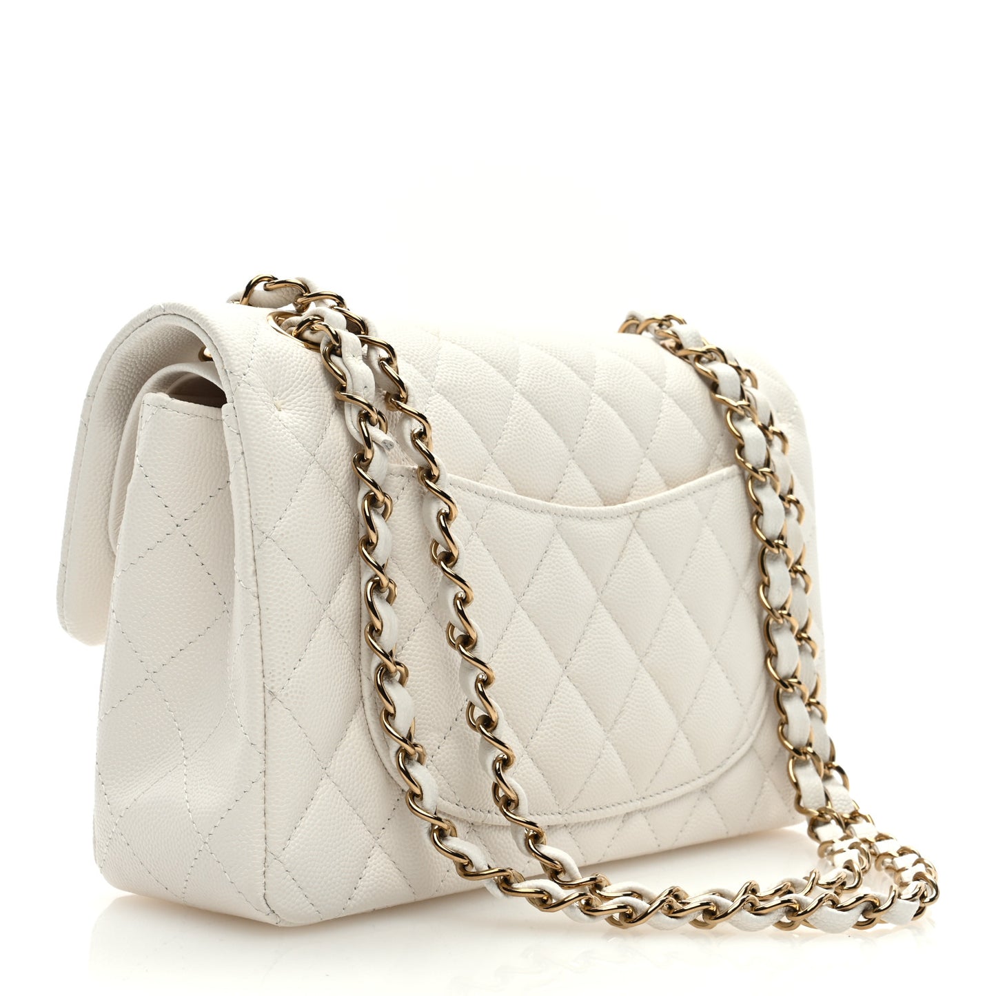 Caviar Quilted Small Double Flap White