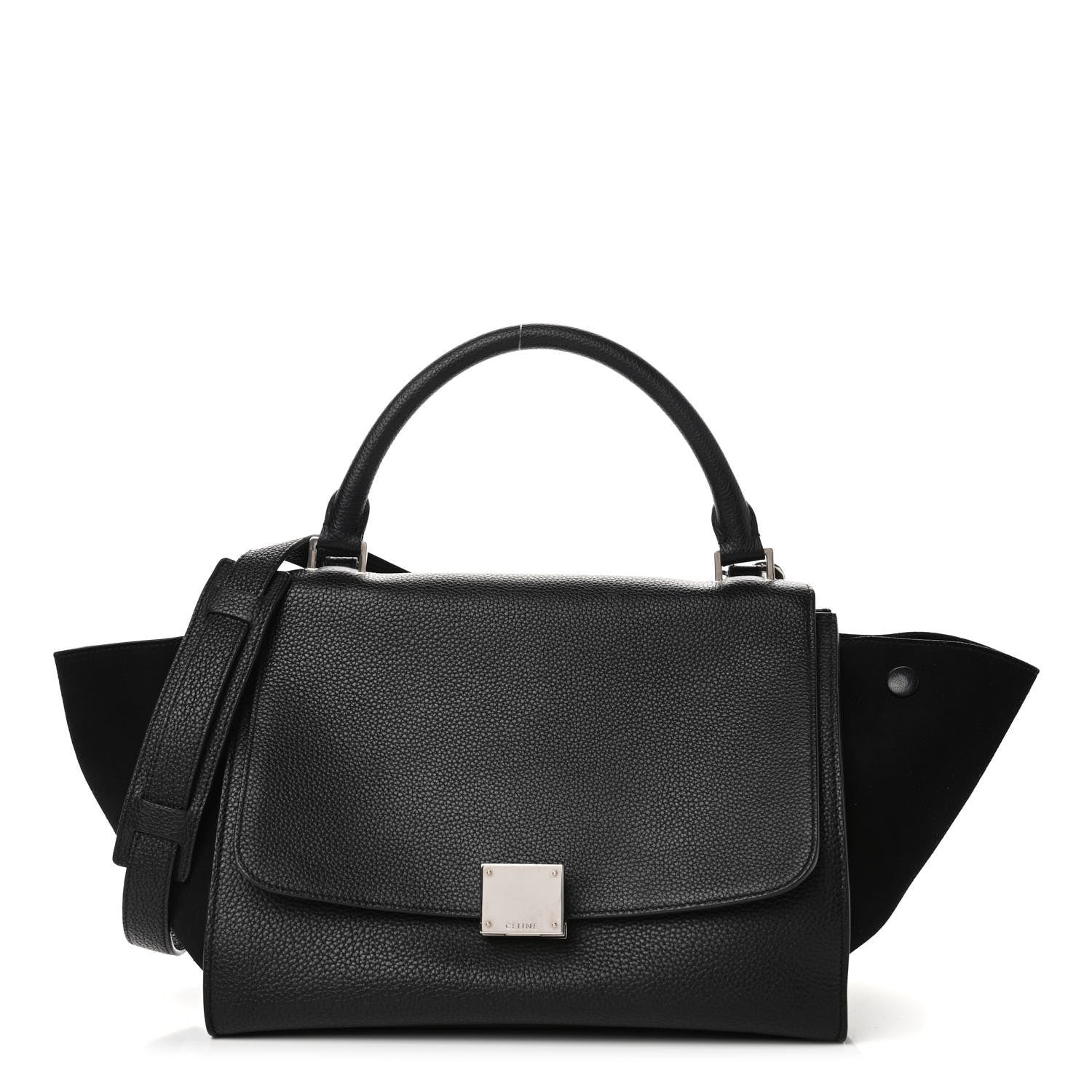 Celine Drummed Calfskin Suede Trapeze Black 1 of 5