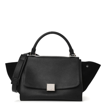 Celine Drummed Calfskin Suede Trapeze Black 1 of 5