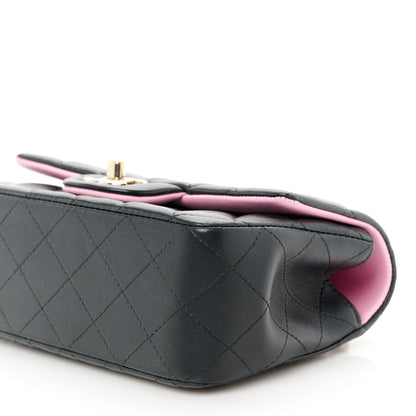 Chanel Lambskin Quilted Bi-Color Mini Top Handle Rectangular Flap Black Lilac 11 of 12